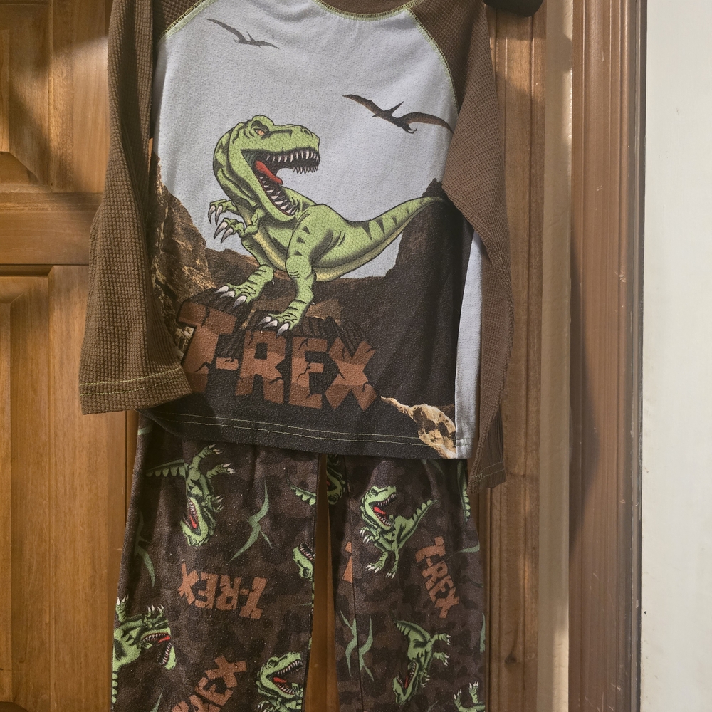 T-Rex Kids Pajamas Set - Brown and Green